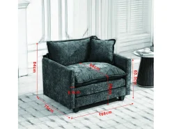 Poltrona*Hauss Spole Sofá individual Cloud em tecido chenille - Ideal para sala de estar, quarto e apartamento Preto