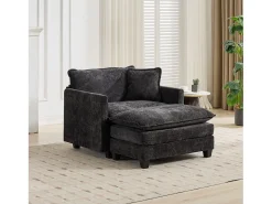 Poltrona*Hauss Spole Sofá individual Cloud em tecido chenille - Ideal para sala de estar, quarto e apartamento Preto