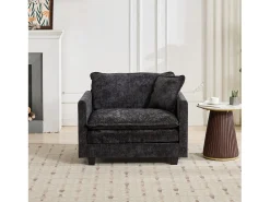 Poltrona*Hauss Spole Sofá individual Cloud em tecido chenille - Ideal para sala de estar, quarto e apartamento Preto