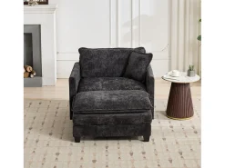 Poltrona*Hauss Spole Sofá individual Cloud em tecido chenille - Ideal para sala de estar, quarto e apartamento Preto