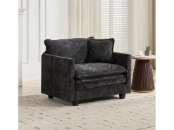 Poltrona*Hauss Spole Sofá individual Cloud em tecido chenille - Ideal para sala de estar, quarto e apartamento Preto