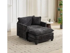 Poltrona*Hauss Spole Sofá individual Cloud em tecido chenille - Ideal para sala de estar, quarto e apartamento Preto