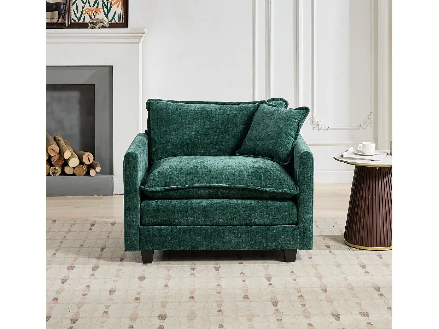Best Hauss Spole Sofá individual Cloud em tecido chenille - Ideal para sala de estar, quarto e apartamento Verde