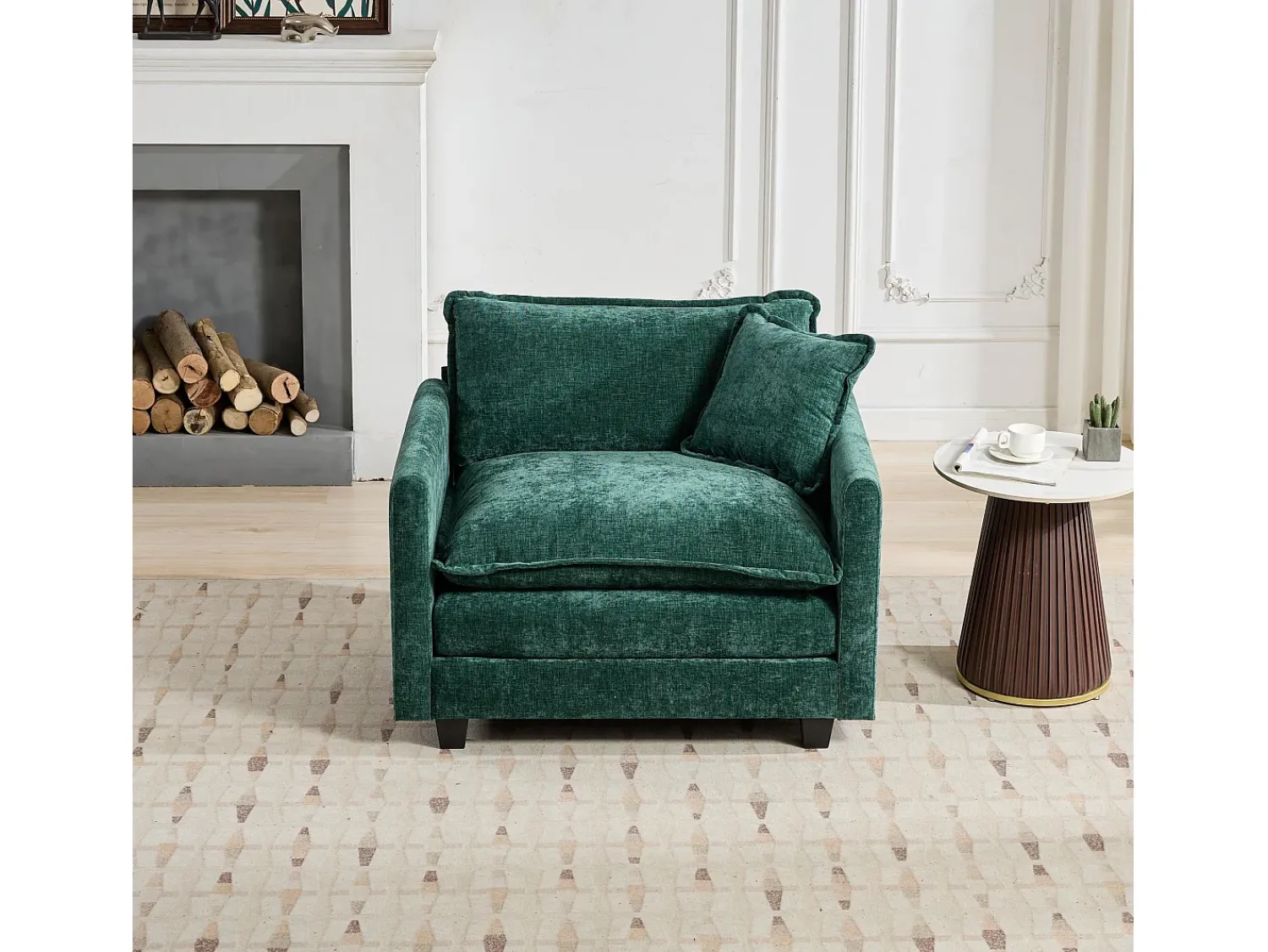 Best Hauss Spole Sofá individual Cloud em tecido chenille - Ideal para sala de estar, quarto e apartamento Verde