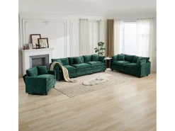 Best Hauss Spole Sofá individual Cloud em tecido chenille - Ideal para sala de estar, quarto e apartamento Verde
