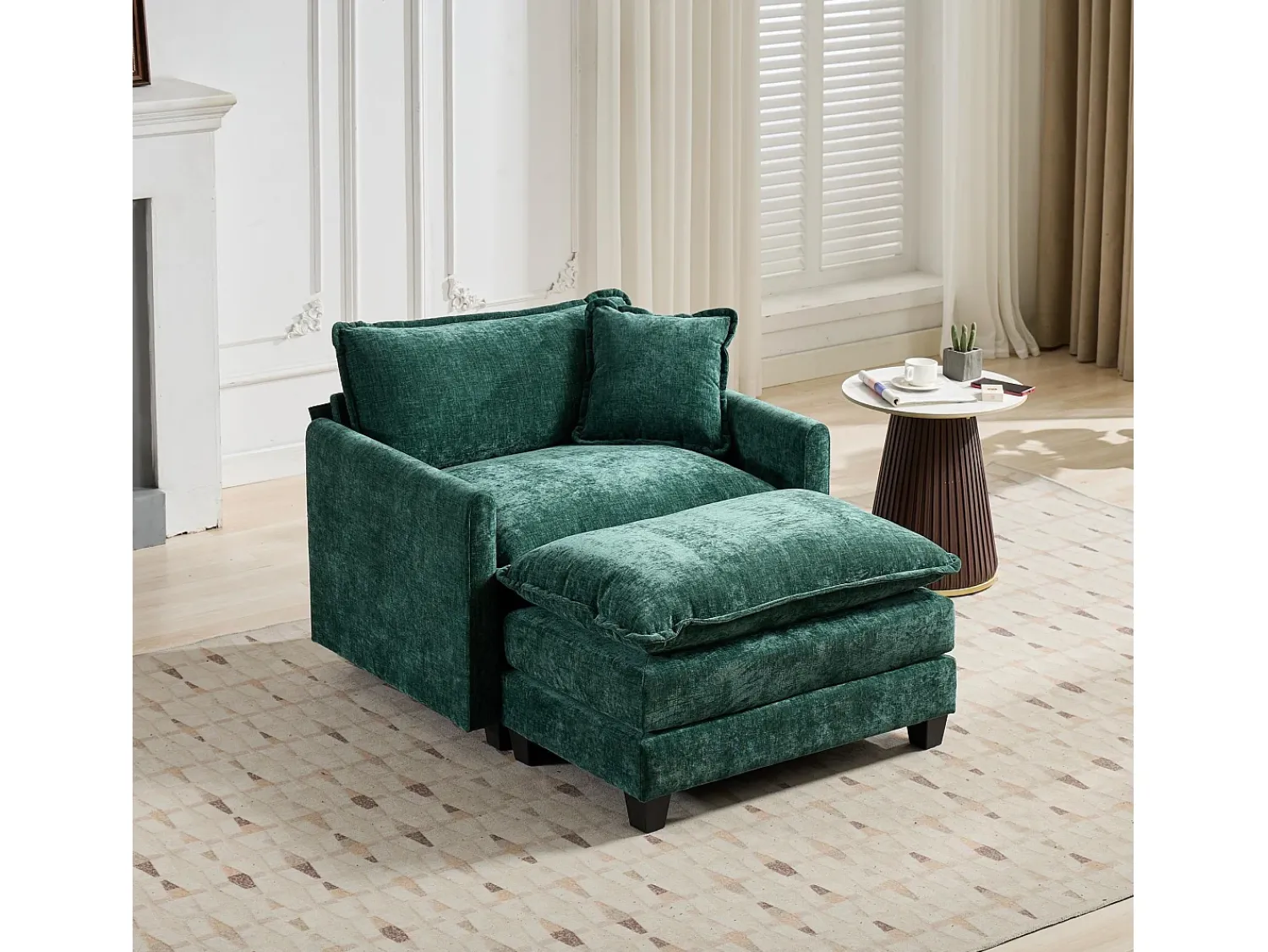 Best Hauss Spole Sofá individual Cloud em tecido chenille - Ideal para sala de estar, quarto e apartamento Verde