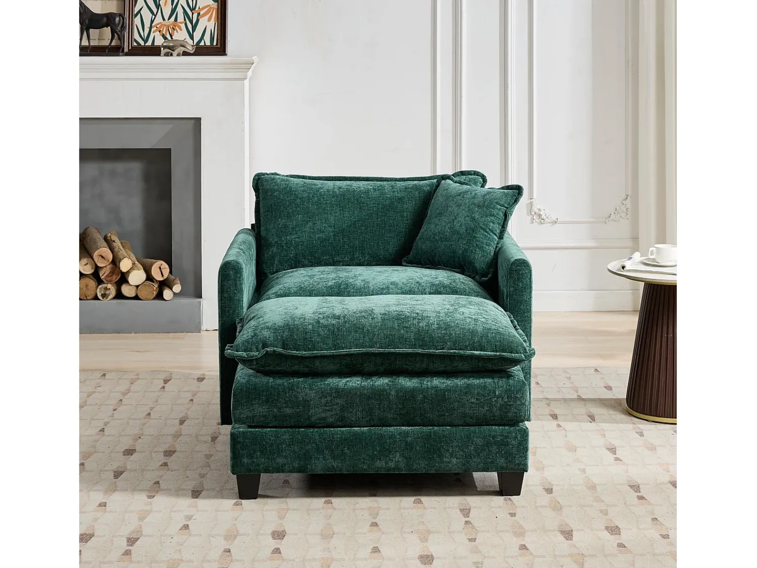 Best Hauss Spole Sofá individual Cloud em tecido chenille - Ideal para sala de estar, quarto e apartamento Verde
