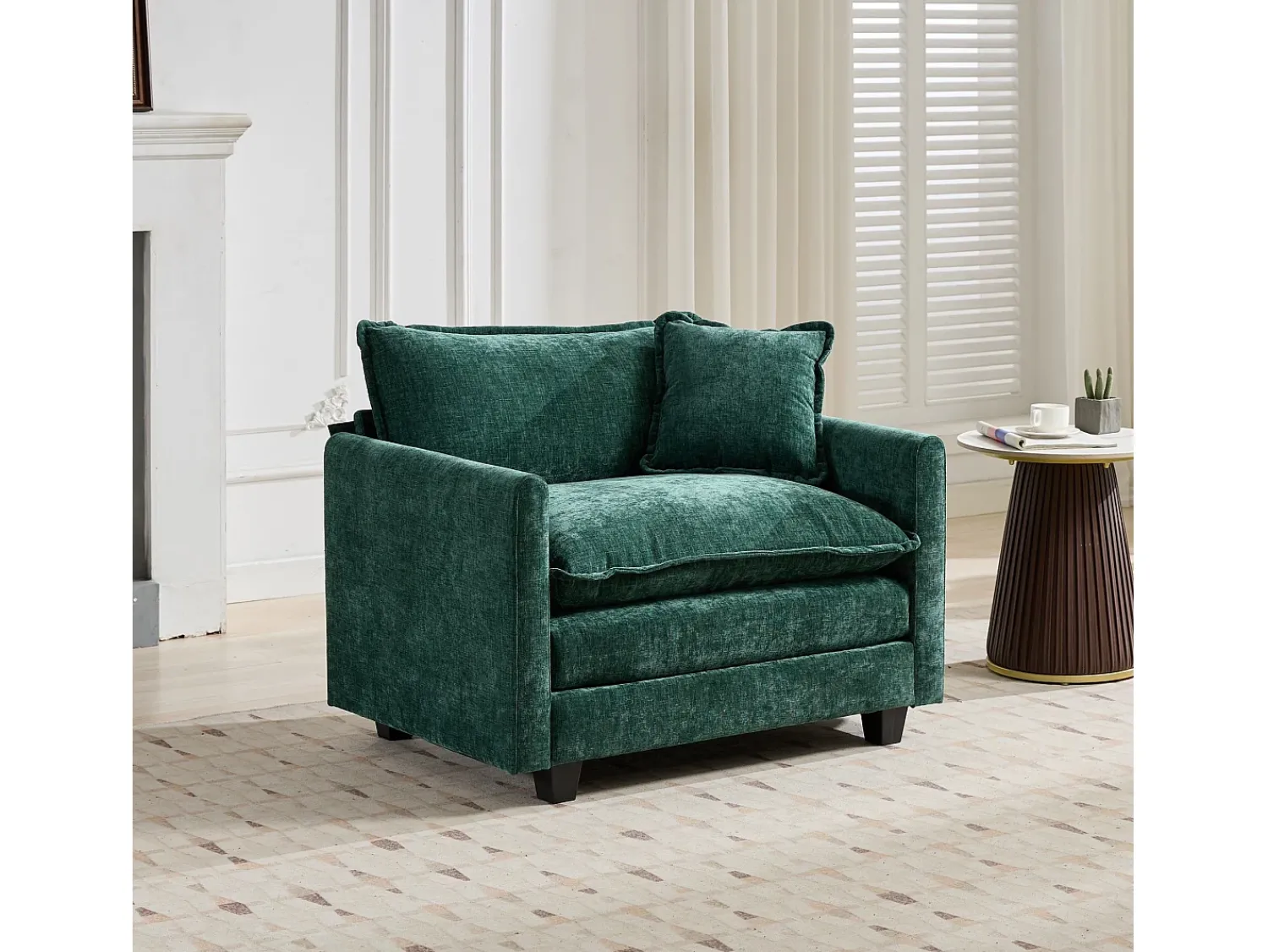 Best Hauss Spole Sofá individual Cloud em tecido chenille - Ideal para sala de estar, quarto e apartamento Verde