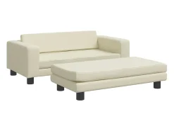 Sofá* Sofá infantil c/ apoio pés 100x50x30 cm couro artificial PT360014 Creme