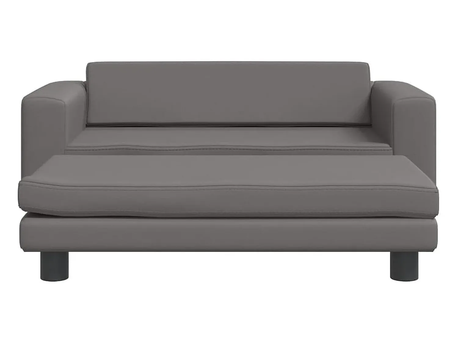 Sofá* Sofá infantil c/ apoio pés 100x50x30 cm couro artificial cinza PT643133 Cinzento