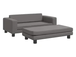 Sofá* Sofá infantil c/ apoio pés 100x50x30 cm couro artificial cinza PT643133 Cinzento