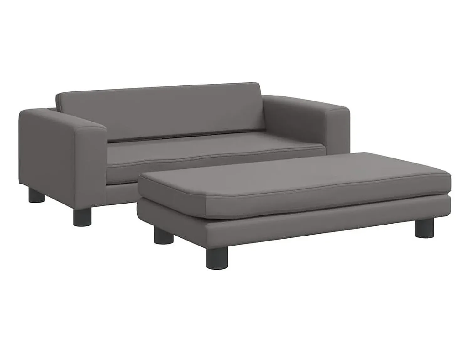 Sofá* Sofá infantil c/ apoio pés 100x50x30 cm couro artificial cinza PT643133 Cinzento