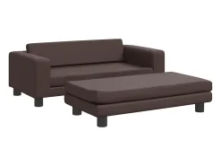 Outlet Sofá infantil c/ apoio pés 100x50x30 cm couro artif. PT874028 Castanho