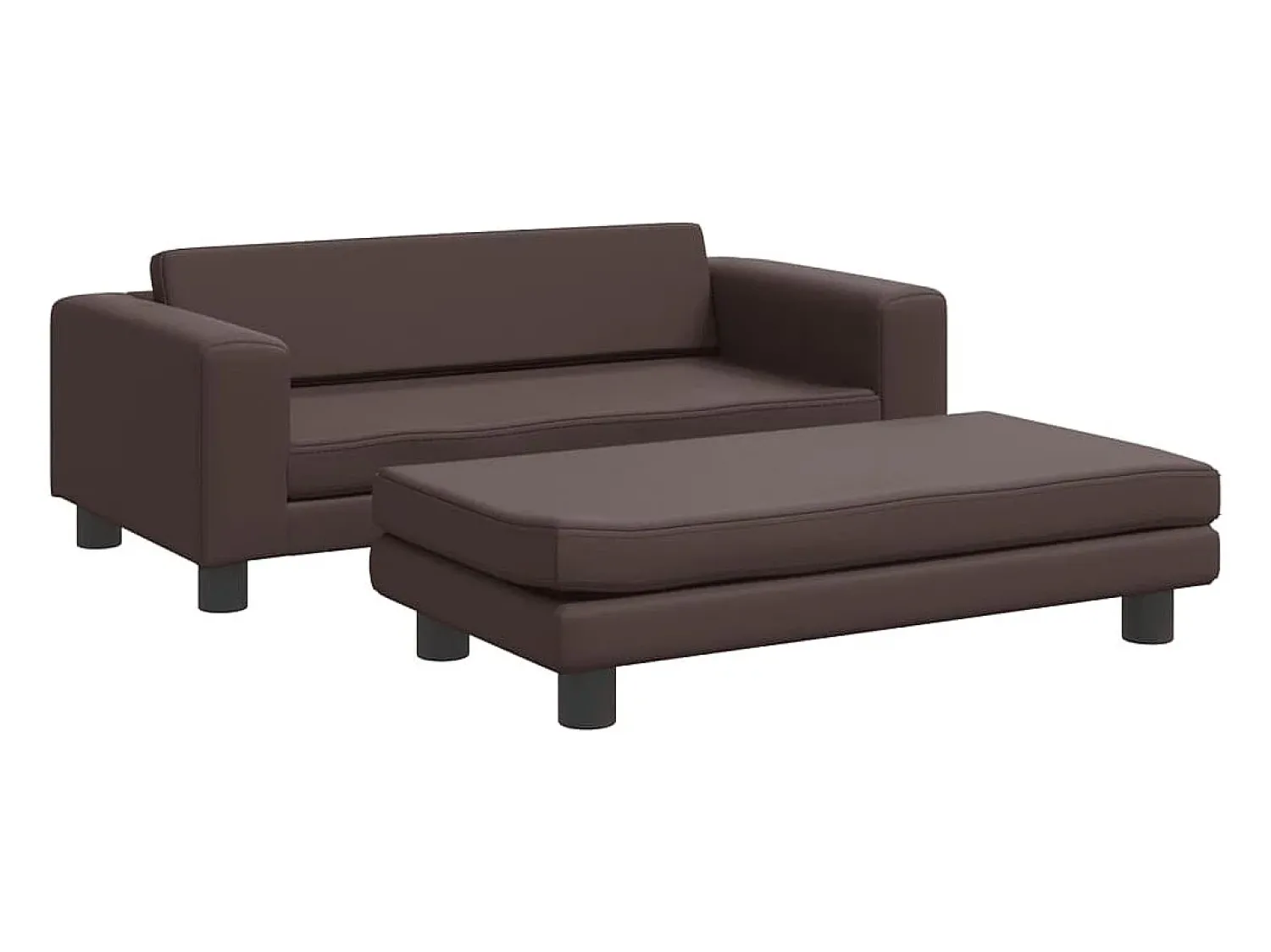 Outlet Sofá infantil c/ apoio pés 100x50x30 cm couro artif. PT874028 Castanho