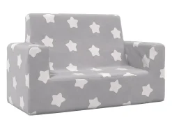 Sofá*vidaxl Sofá infantil de 2 lugares c/ estrelas pelúcia -claro Cinzento