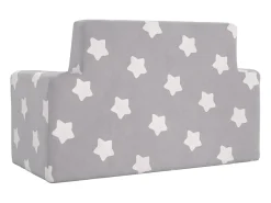 Sofá*vidaxl Sofá infantil de 2 lugares c/ estrelas pelúcia -claro Cinzento