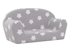 Sofá| Sofá infantil de 2 lugares c/ estrelas pelúcia -claro PT677199 Cinzento