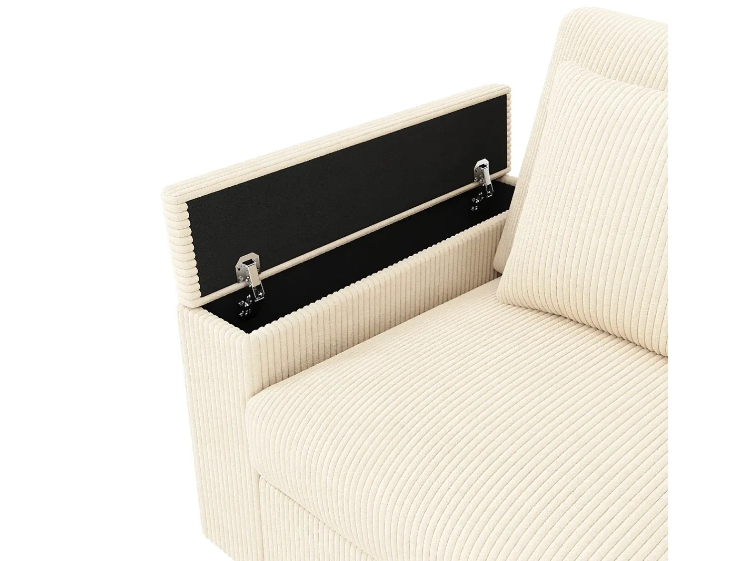New ModernLuxe Sofá moderno 4 lugares - con apoio de braço central dobrável - con portas de carregamento USB/USB-C - Veludo canelado - Bege