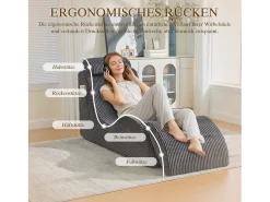 Sofá*Merax Sofá moderno com design único e ergonômico - 160 x 66 x 90 cm - com almofada de assento removível - veludo - cinza escuro Cinzento