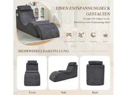 Sofá*Merax Sofá moderno com design único e ergonômico - 160 x 66 x 90 cm - com almofada de assento removível - veludo - cinza escuro Cinzento