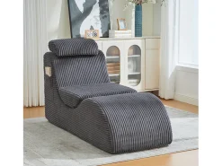 Sofá*Merax Sofá moderno com design único e ergonômico - 160 x 66 x 90 cm - com almofada de assento removível - veludo - cinza escuro Cinzento