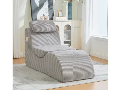 Sale Merax Sofá moderno com design único e ergonômico - 160 x 66 x 90 cm - com almofada de assento removível - veludo - cinza claro Cinzento claro