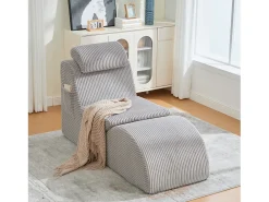 Sale Merax Sofá moderno com design único e ergonômico - 160 x 66 x 90 cm - com almofada de assento removível - veludo - cinza claro Cinzento claro