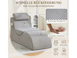 Sale Merax Sofá moderno com design único e ergonômico - 160 x 66 x 90 cm - com almofada de assento removível - veludo - cinza claro Cinzento claro