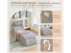 Sale Merax Sofá moderno com design único e ergonômico - 160 x 66 x 90 cm - com almofada de assento removível - veludo - cinza claro Cinzento claro