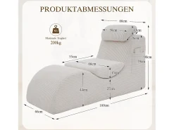 Hot Merax Sofá moderno com design único e ergonômico - 160 x 66 x 90 cm - com almofada de assento removível - veludo - Bege