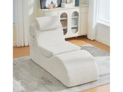 Hot Merax Sofá moderno com design único e ergonômico - 160 x 66 x 90 cm - com almofada de assento removível - veludo - Bege