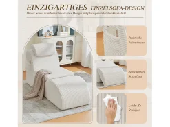 Hot Merax Sofá moderno com design único e ergonômico - 160 x 66 x 90 cm - com almofada de assento removível - veludo - Bege