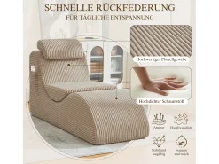Sofá|Merax Sofá moderno com design único e ergonômico - 160 x 66 x 90 cm - com almofada de assento removível - veludo - cáqui Caqui