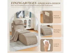 Sofá|Merax Sofá moderno com design único e ergonômico - 160 x 66 x 90 cm - com almofada de assento removível - veludo - cáqui Caqui