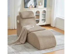 Sofá|Merax Sofá moderno com design único e ergonômico - 160 x 66 x 90 cm - com almofada de assento removível - veludo - cáqui Caqui