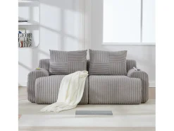Sofá*Merax Sofá moderno de 2 lugares - 200 x 99 x 80 cm - com porta-copos + bolso de arrumação - veludo - cinza claro Cinzento claro
