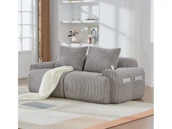 Sofá*Merax Sofá moderno de 2 lugares - 200 x 99 x 80 cm - com porta-copos + bolso de arrumação - veludo - cinza claro Cinzento claro