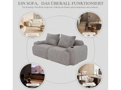 Sofá*Merax Sofá moderno de 2 lugares - 200 x 99 x 80 cm - com porta-copos + bolso de arrumação - veludo - cinza claro Cinzento claro