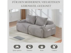 Sofá*Merax Sofá moderno de 2 lugares - 200 x 99 x 80 cm - com porta-copos + bolso de arrumação - veludo - cinza claro Cinzento claro