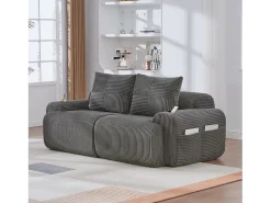 Sofá*Merax Sofá moderno de 2 lugares - 200 x 99 x 80 cm - com porta-copos + bolso de arrumação - veludo - cinza escuro Cinzento
