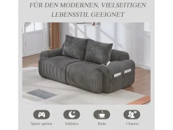 Sofá*Merax Sofá moderno de 2 lugares - 200 x 99 x 80 cm - com porta-copos + bolso de arrumação - veludo - cinza escuro Cinzento