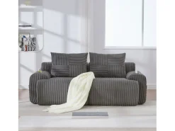 Sofá*Merax Sofá moderno de 2 lugares - 200 x 99 x 80 cm - com porta-copos + bolso de arrumação - veludo - cinza escuro Cinzento
