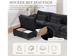 Merax Sofá moderno de 3 lugares - 279 x 83 x 85 cm - com porta USB, bolso lateral e apoio para os pés com espaço de armazenamento - veludo -^ Sofá