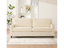 Best Merax Sofá moderno de 2 lugares - 203 x 77,5 x 85 cm - com USB-C + LEDs + porta-copos e bolsos laterais - veludo - Bege