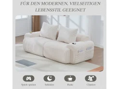 Sofá*Merax Sofá moderno de 2 lugares - 200 x 99 x 80 cm - com porta-copos + bolso de arrumação - veludo - Bege