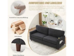 Merax Sofá moderno de 2 lugares - 203 x 77,5 x 85 cm - com USB-C + LEDs + porta-copos e bolsos laterais - veludo - cinza escuro^ Sofá