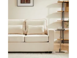 Hot Merax Sofá moderno de 4 lugares com 4 almofadas - 264 x 83 x 87 cm - Tecido de linho - Bege