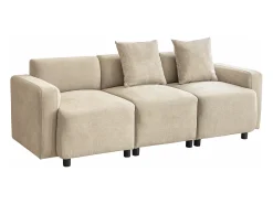 New Hauss Spole Sofá moderno de 3 lugares com apoio lombar - Tecido chenille Bege