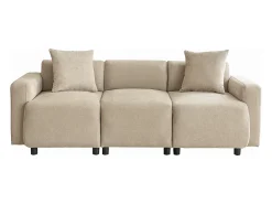New Hauss Spole Sofá moderno de 3 lugares com apoio lombar - Tecido chenille Bege
