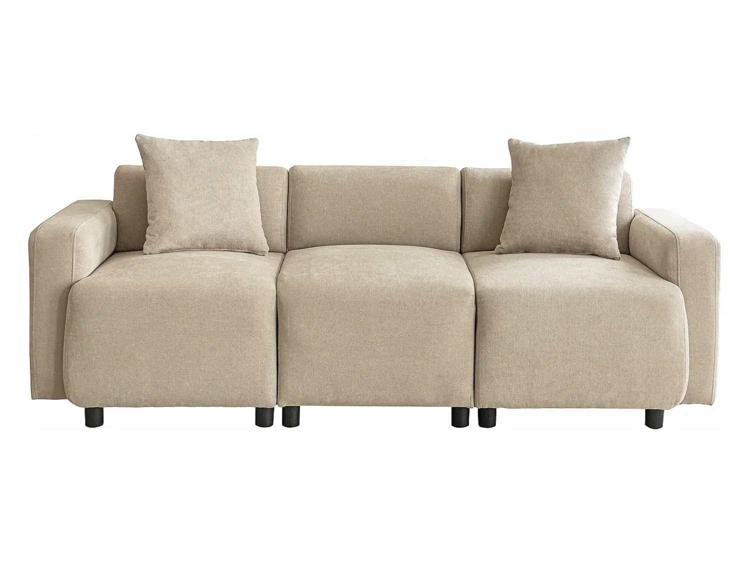 New Hauss Spole Sofá moderno de 3 lugares com apoio lombar - Tecido chenille Bege